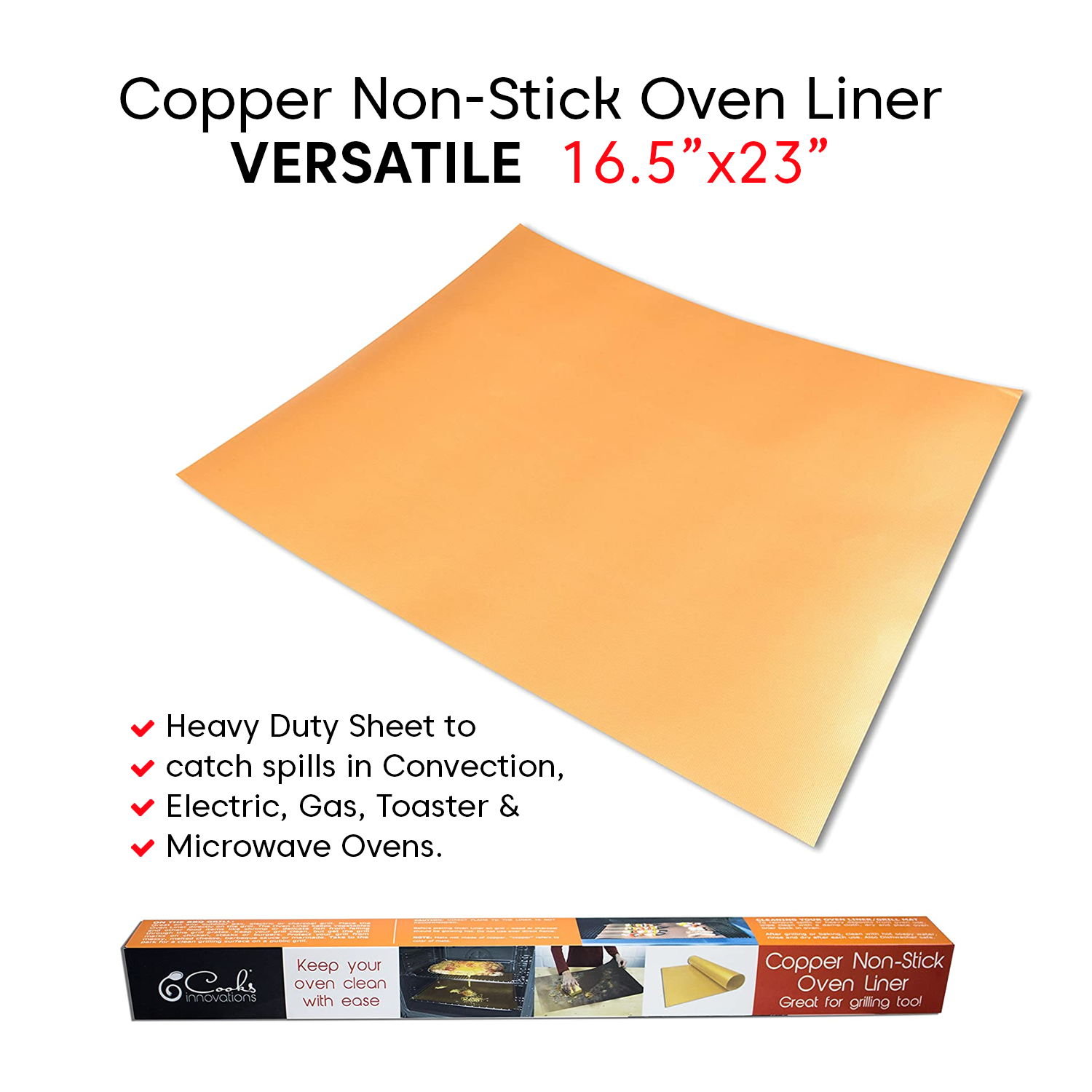 Cooks Innovations Non Stick Copper Oven Heavy Duty Liner Bpa PFOA
