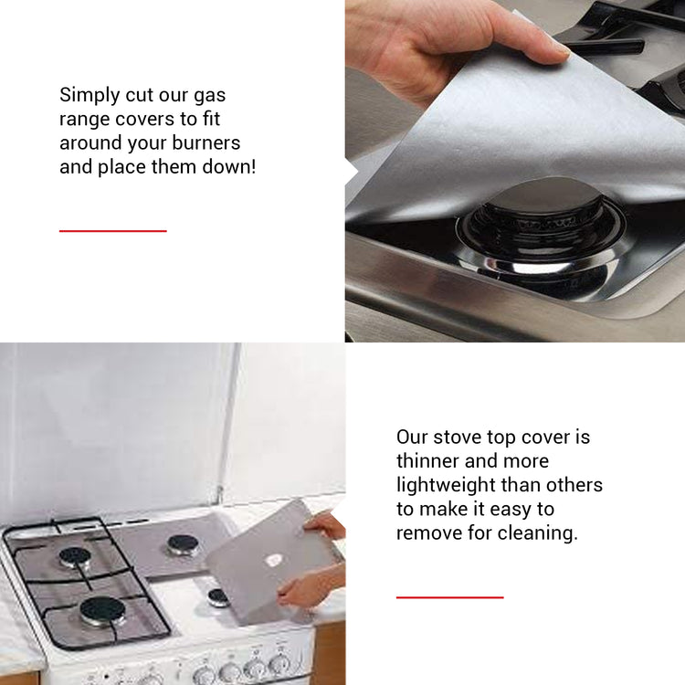 Cooks Innovations Set of 4 Non-Stick Gas Range Protectors - Reusable Heat  Resistant Stove Top Covers for Gas Burners, Stove Cover