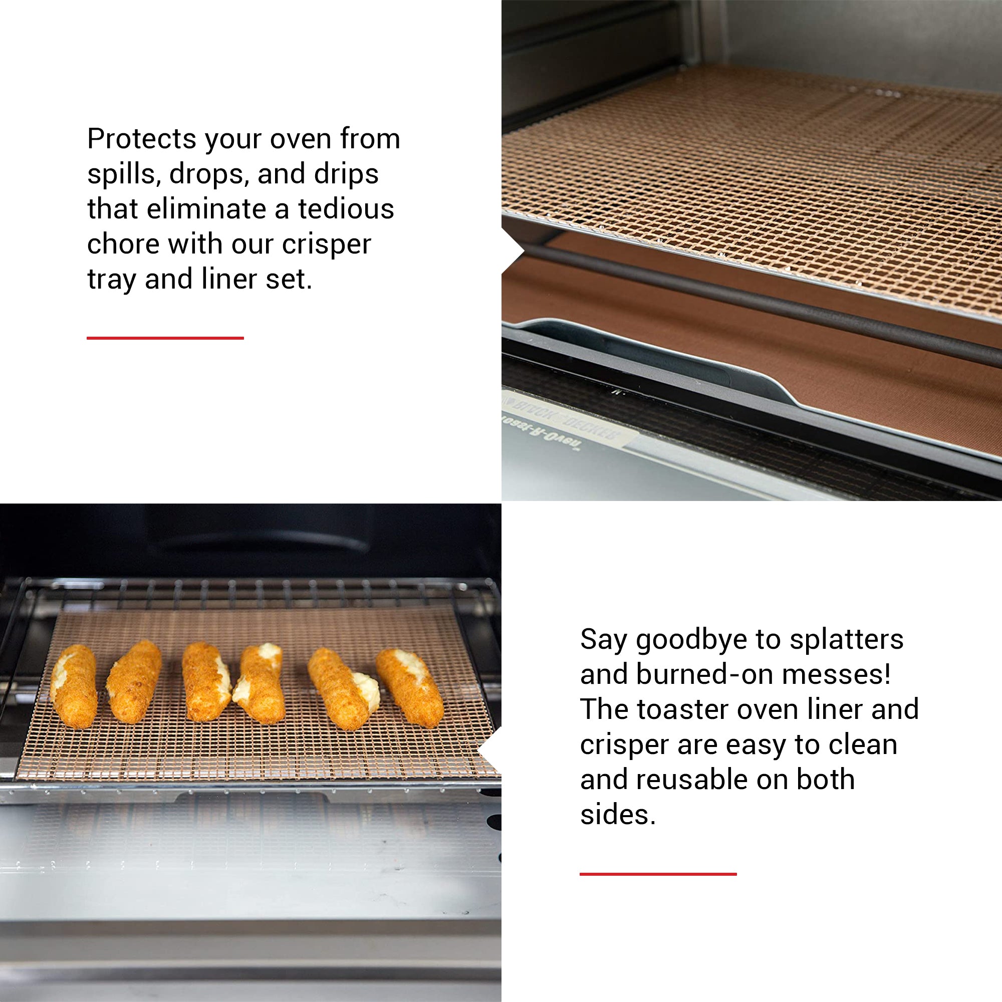 Crisper oven outlet tray